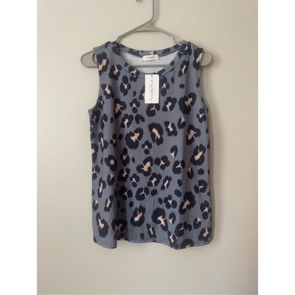 No Brand Tops - Mint Plus Pink Womens Small Floral Cheetah Print Blue and Black Tank Top NEW